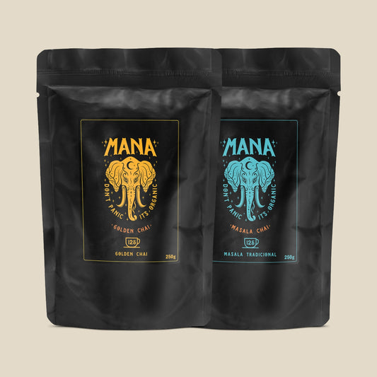 El Maná Pack contiene: 1 Maná Chai Tradicional (250 gramos) 1 Maná Golden Chai (250 gramos)